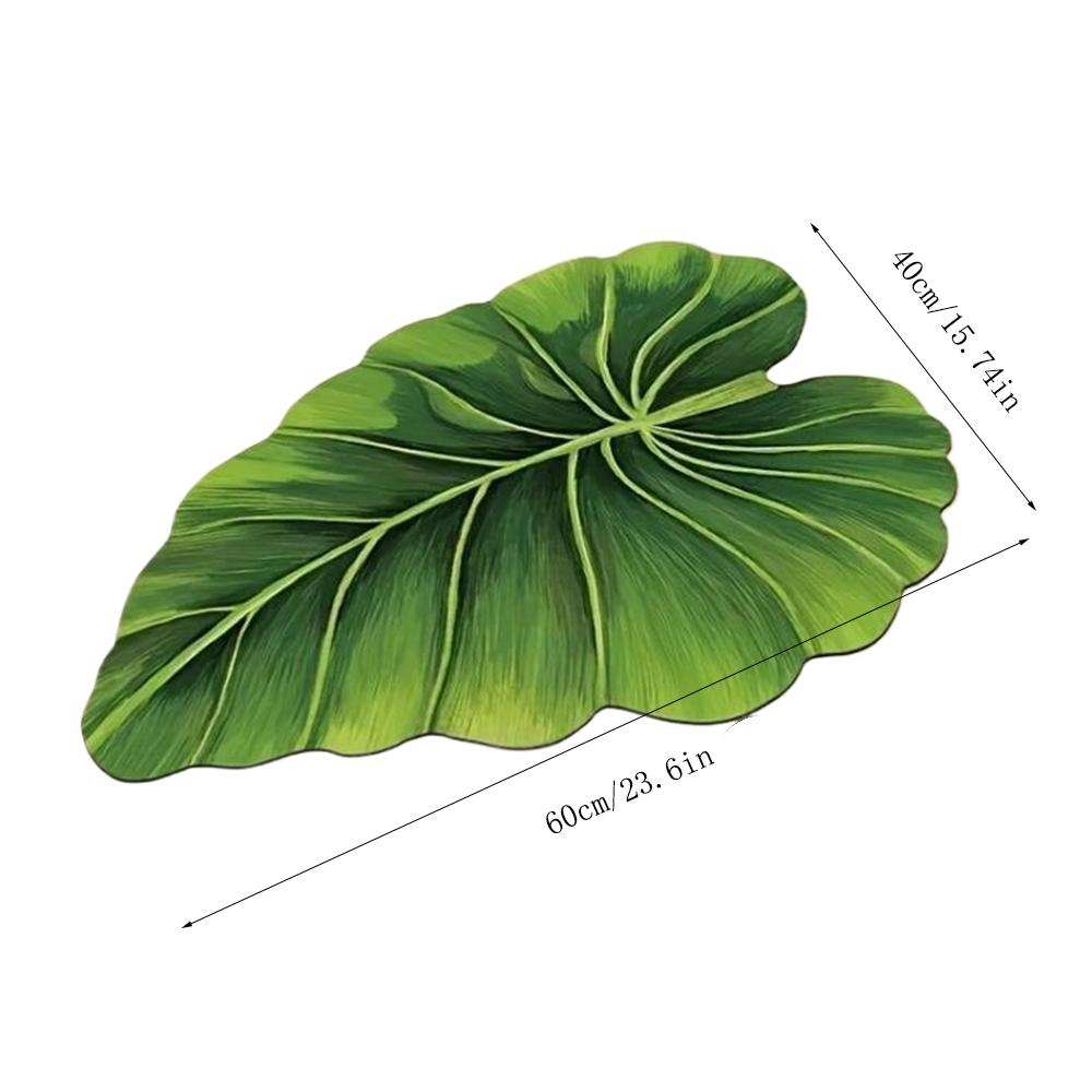 1PC Green Leaf Shaped Floor Mat, Quick-Dry Bathroom Rug, Bedroom Bedside Decorative Carpet Kitchen Door Stain Resistant Foot Mat
