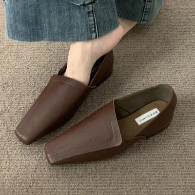 Туфли на плоской подошве женские мокасины элегантные кожаные туфли с квадратным носком мягкие туфли трендовые новые брендовые зимние удобные туфли для ходьбы женские