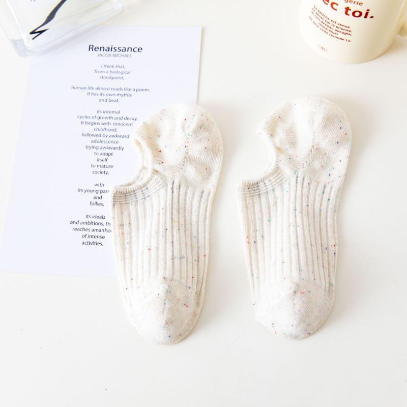 Женский летний тонкий стиль чистый хлопок цвет мелкий вырез нескользящие не спадающие с невидимыми носками-лодочками