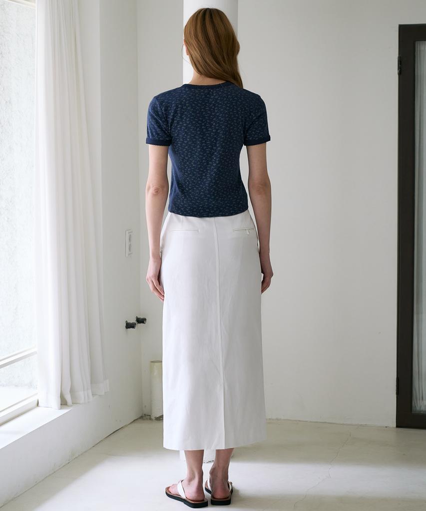 DEHEVE Flower Lace T-Shirt [Navy]