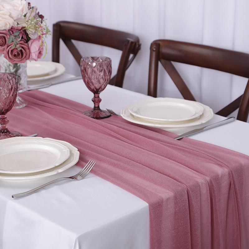 Chiffon Table Runner Vertical Tablecloth for Table Decorations Shiny Fabric Merry Christmas Decorations 2026 Wedding Decoration