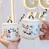 Ceramic Cute Cow Mug Coffee Cups Lids Spoons Children's Large-capacity Water Office Milk New Product Creative Home Drinkware
