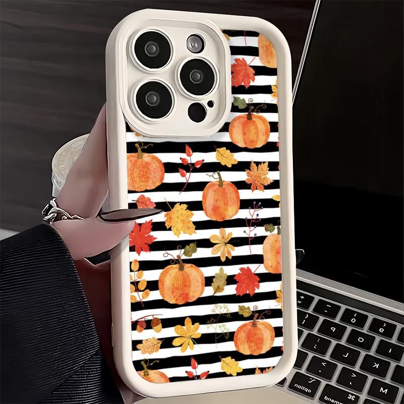 Чехол для телефона iPhone 17 Air 16E 15 16 Pro Max Тыква Счастливая Осень Осенний Чехол 14 Plus 13 12 Mini Мягкий Силиконовый Fundas
