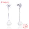 Линдон стерлингового серебра 925 пробы синтетический жемчуг серьги серьги-капли для женщин подарки на свадьбу
