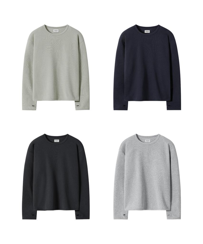 BRENSON [City Sheer] Вафельный Лонгслив с Круглым Вырезом и Отверстиями для Больших Пальцев ( 4 цвета )