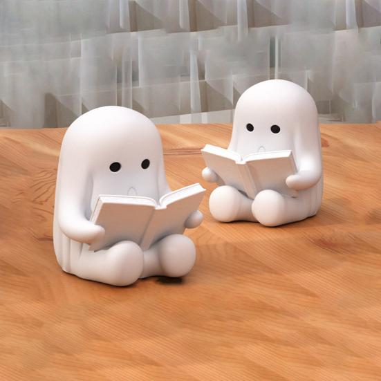 Фигурка Yousheng Ghost Reading Book, Милая мини-статуэтка призрака, сидящего, 3D-печать, для Хэллоуина, книжной полки, стола, интерьера дома
