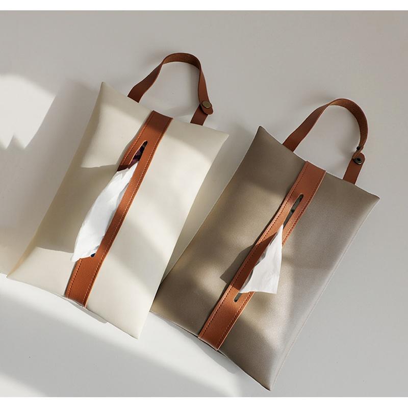 Simple Tissue Cover Car Tissue Box Paper Bag Hanging Home Decoration Tissue Cover Leather Tissue Box