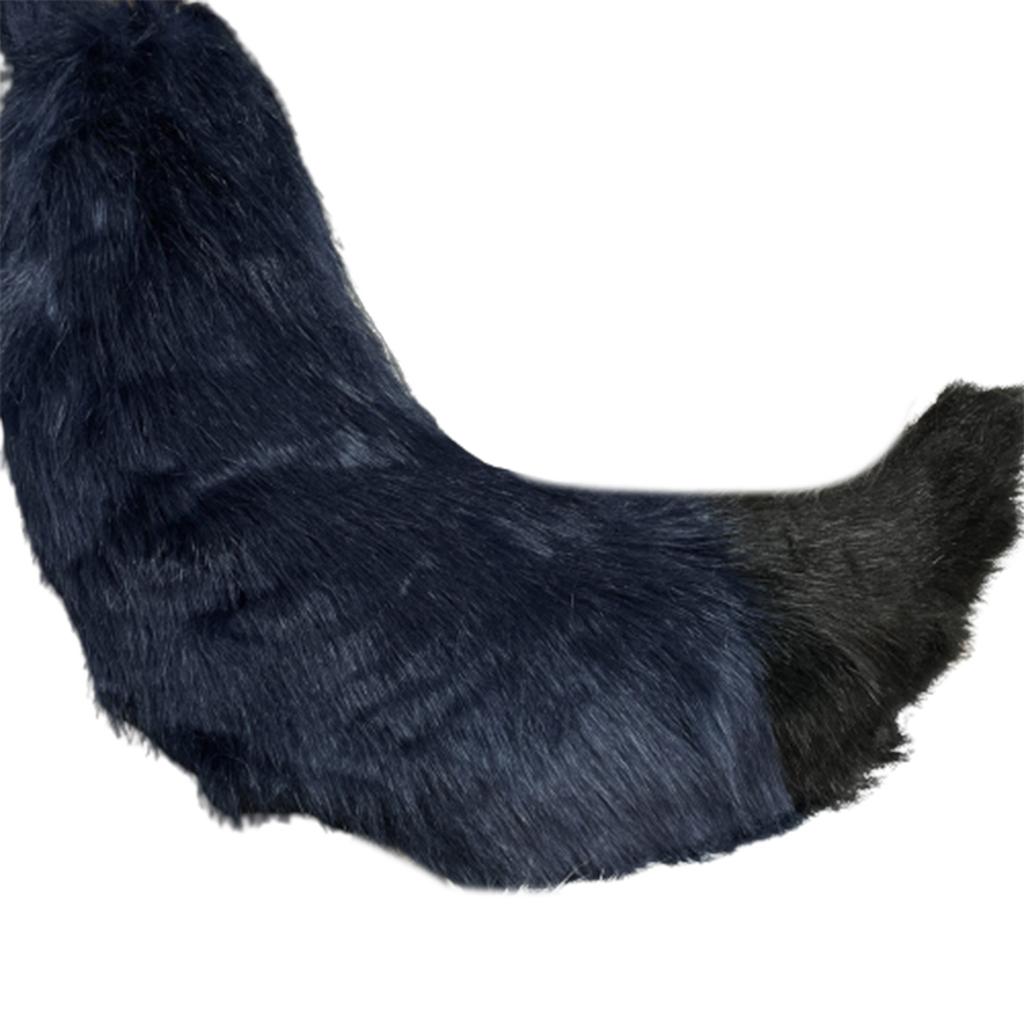 Ободок с волчьими ушами Хвост Девочки Косплей Аксессуары Звериные уши Синий Фурсьют Маскарад Хэллоуин Косплей Вечеринка