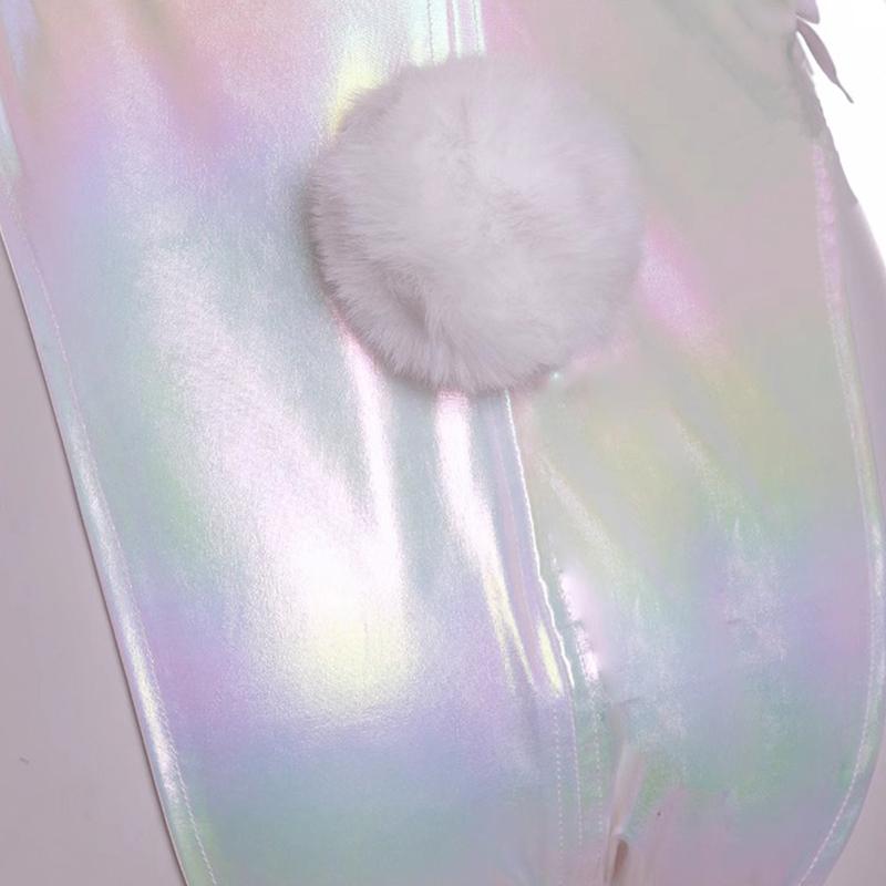 Игра Костюм девушки-кролика Канджел Женский Эластичная кожаная ткань Сексуальный косплей Костюм кролика Белые комбинезоны