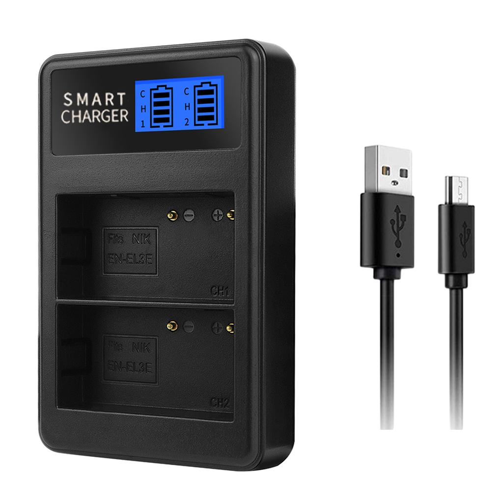 Двойное ЖК-зарядное устройство для аккумуляторов EN-EL3E EN-EL3, док-станция для зарядки для камер D90 D80 D50 D70 D70s D100 D300S D300 D700 D200