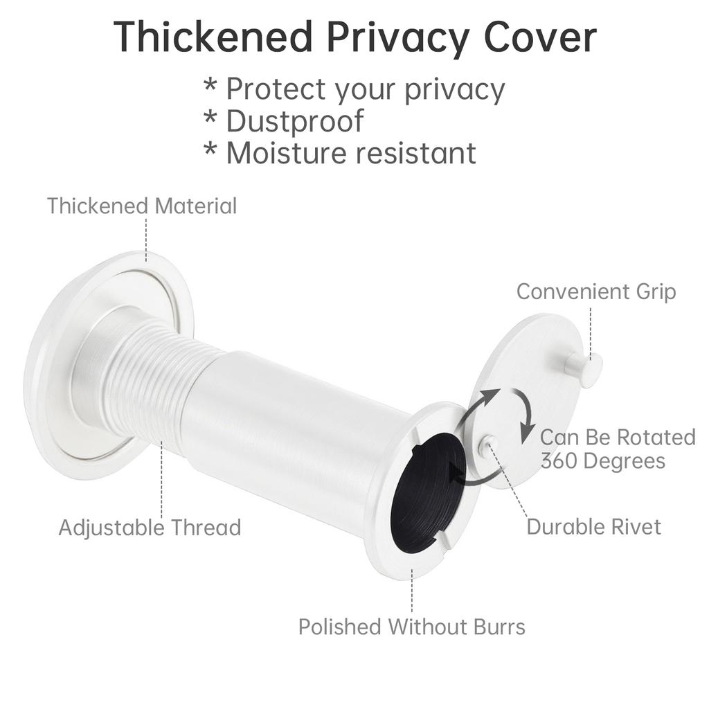 White Solid Brass 16mm Door Peephole 200 Degree View HD Lens Privacy Cover Universal 35-60mm Doors Heavy Duty