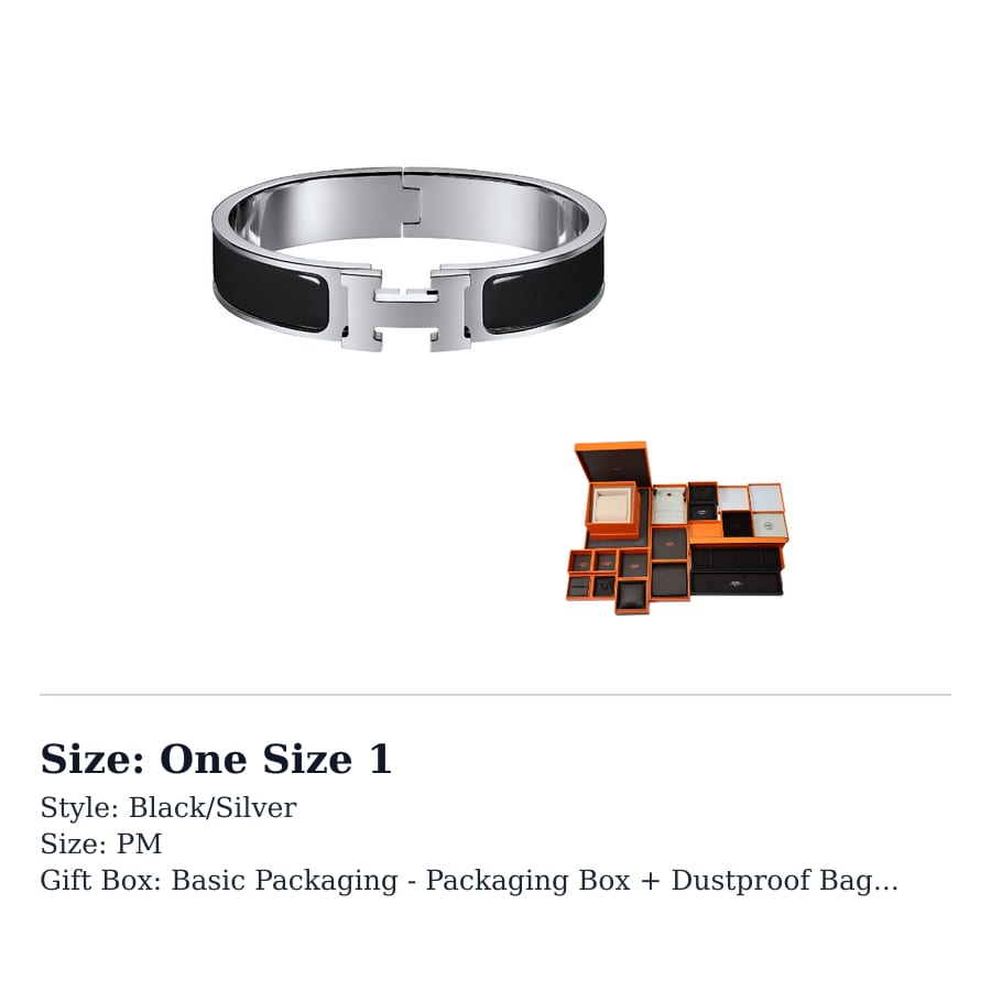 HERMES Clic H Bangles Women's Black/Silver H700001FP01