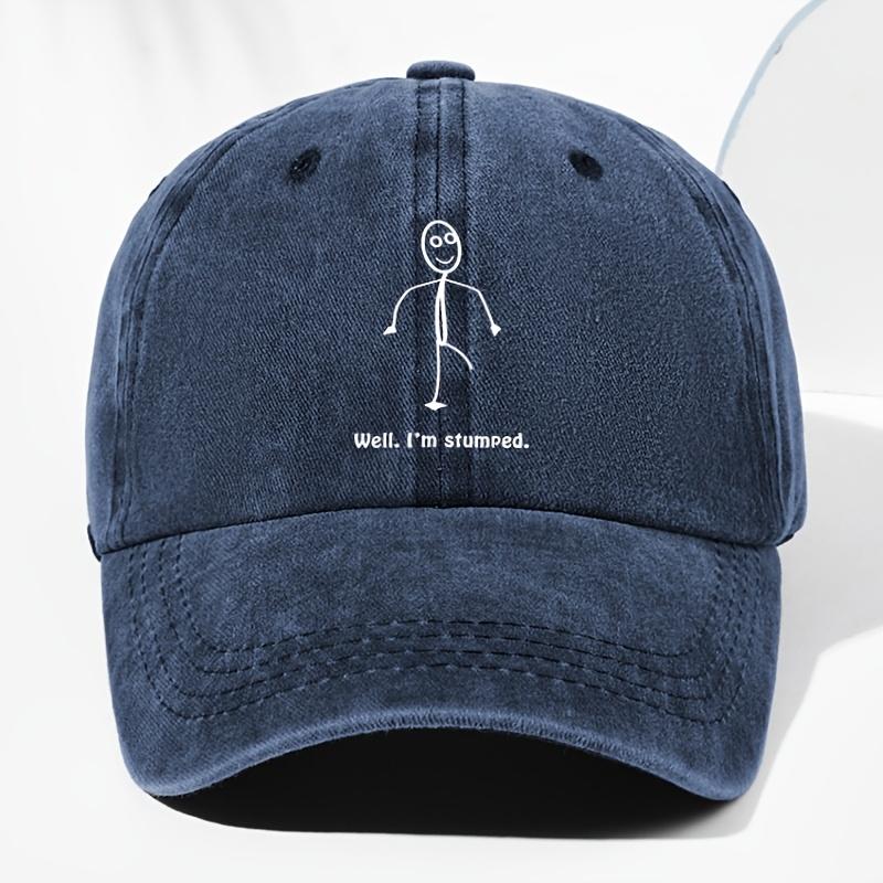 Unisex Adjustable Vintage Washed Baseball Cap with Well IM Stuck Slogan And Doodle Pattern Lightweight Breathable Trucker