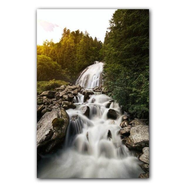 Пейзаж Картина Маслом Лес Водопад Река Красивая Природа Пейзажи Холст Картина Офис Коридор Украшение Дома Фреска Без Рамки