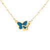 [R4449] - Golden Turquoise 'Butterfly' Steel Designer Necklace - 10x7 Mm