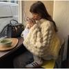 Oversize Knit Pullover Women Casual Lazy Round Neck Kink Solid Sweater Female Loose Sleeves Knitwear Lady
