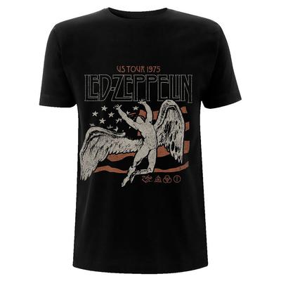 Футболка Led Zeppelin Тур по США 1975 Рок-группа Новая Черная Официальная