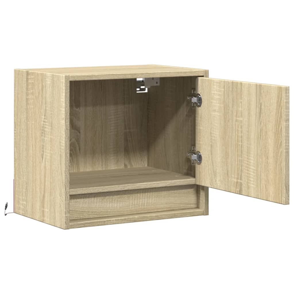 Wall Mounted Nightstands with LED Lights 2 pcs Sonoma Oak