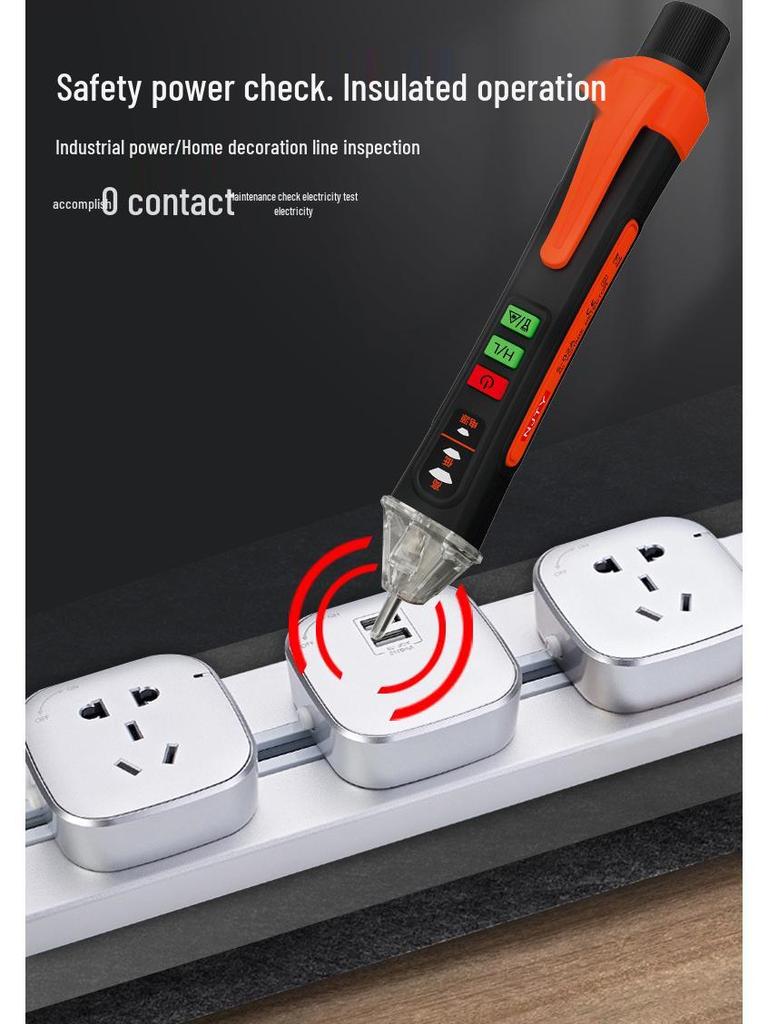 Non-contact Electric Test Pen T02AB: Sound & Light Induction, Voice Readout, Live/Neutral Wire Detection, Circuit Repair.