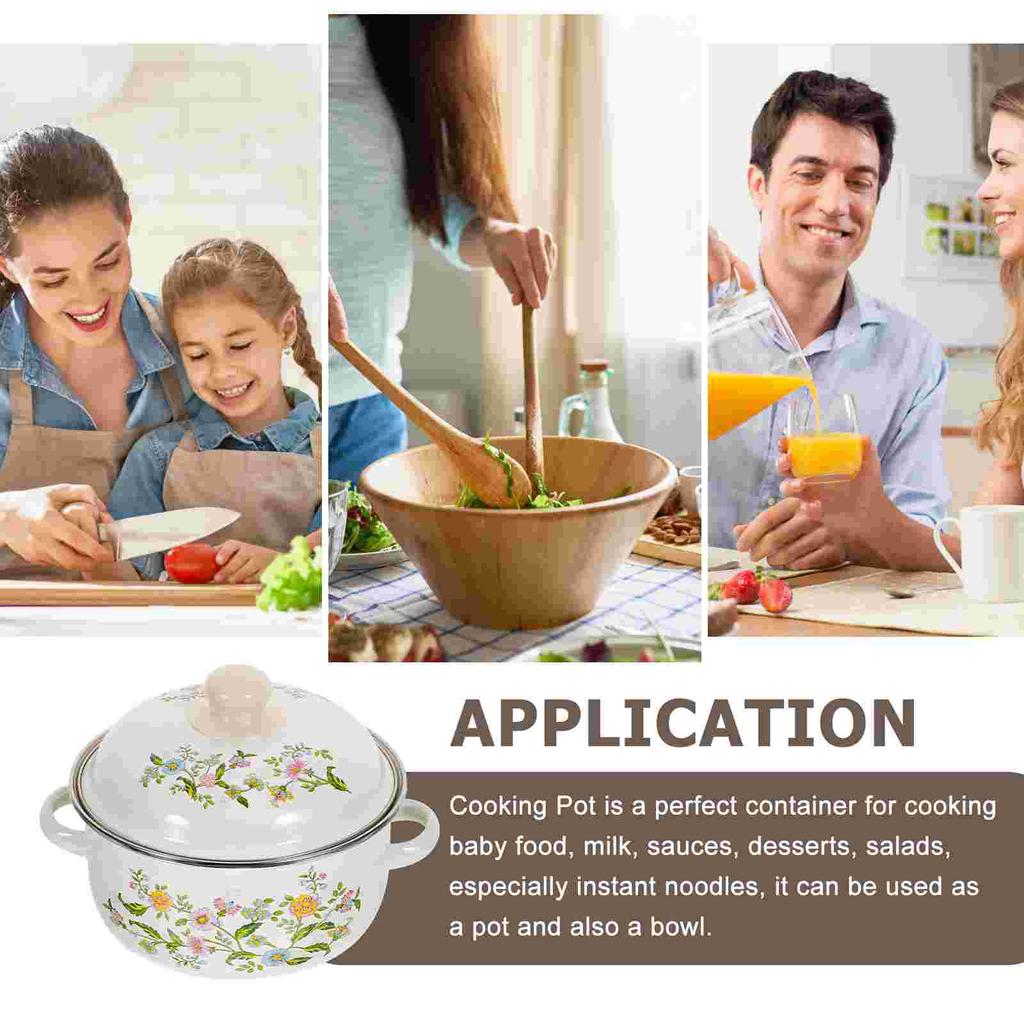 Набор из 3 эмалированных кастрюль с ручкой, маленькая кастрюля для приготовления пищи, кастрюля для супа, молочная посуда, антипригарное покрытие для лапши быстрого приготовления