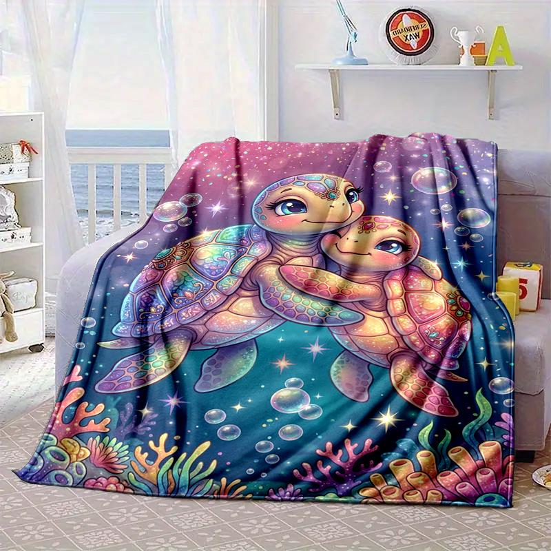 Underwater two Sea Turtles Blanket Flannel Blanket Throw Blanket Sofa Cover Blanket Soft Premium Blanket Picnic Blanket Tv Blanket Gifts