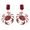 Модные Личность Преувеличенные Летние Серьги-крабы в Океанском Стиле для Отпуска Геометрические Легкая Роскошь Высококлассные Серьги с Полной Бриллиантовой Инкрустацией для Женщин