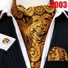 Barry.Wang Ascot Tie for Men Black&Gold Woven Silk Paisley Floral Cravat Pocket Square Cufflinks Set