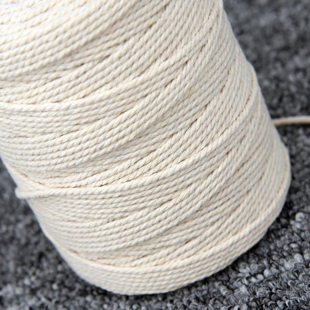 1-3mm Natural Craft Macramé Cotton String Artisan Thread Twisted Cord Beige