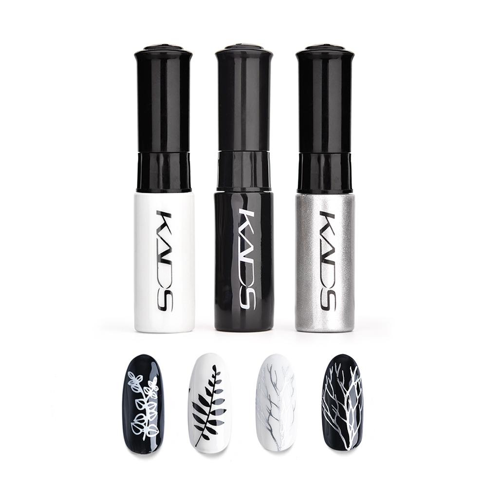 kads 3 шт./компл. лак для стемпинга ногтей, цветной белый, золотой, черный, серебряный лак для печати, лак для дизайна ногтей, ручка для маникюра, лак