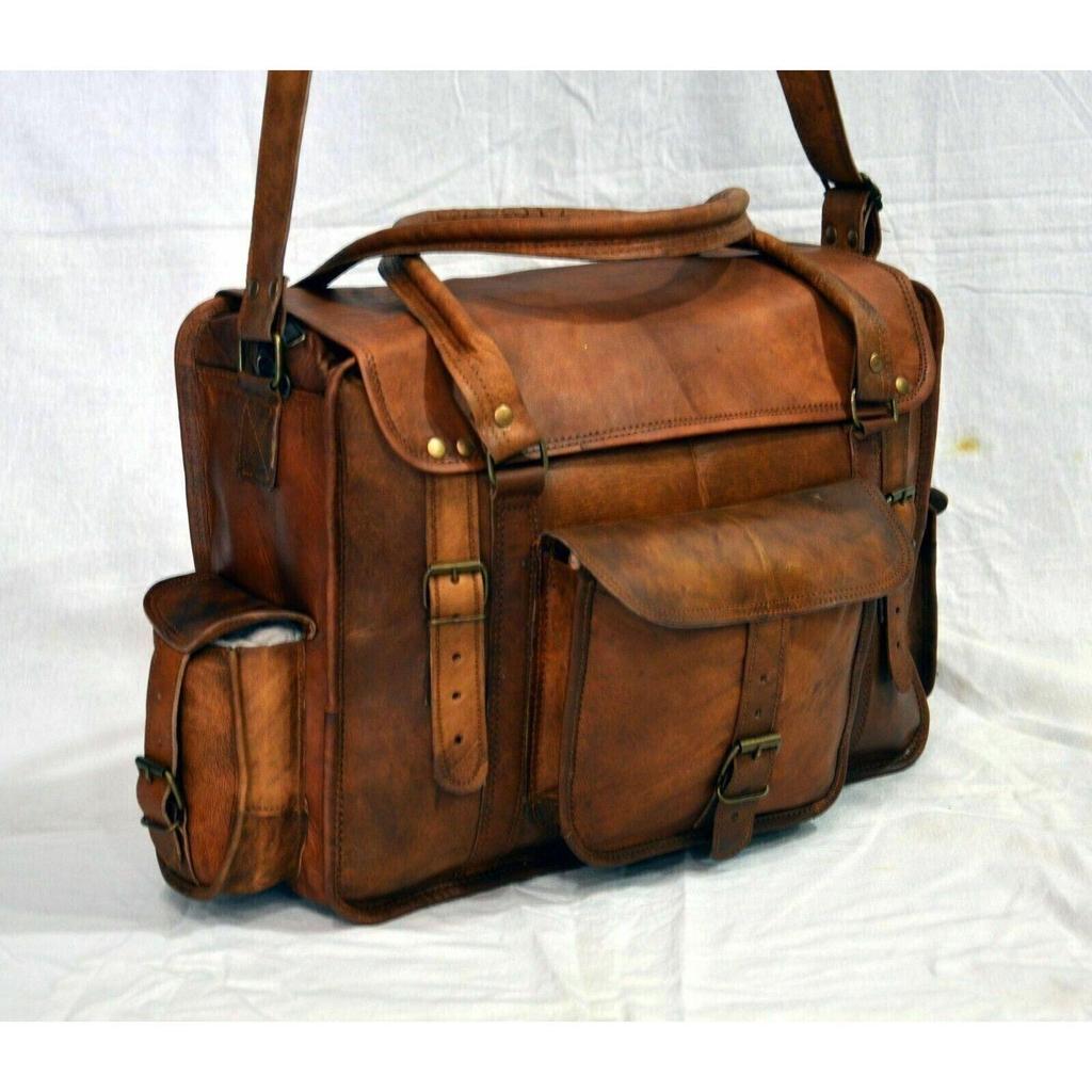 Womens Genuine Leather Shoulder Bag Brown Camera Satchel Briefcase Crossbody Bag