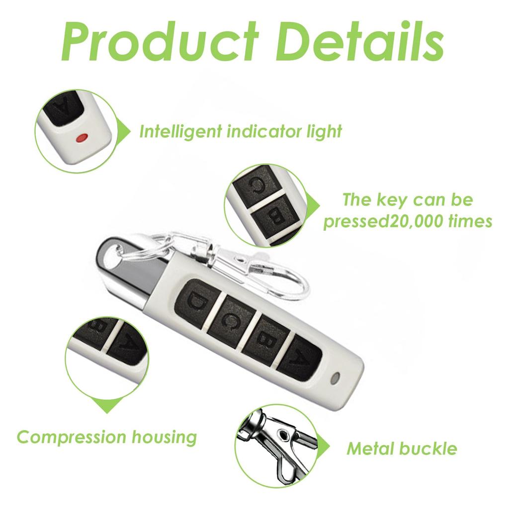 Convenient Wireless Cloning Key Fob Copy Remote Controller Durable for Garage Doors Electric Openers & Roller Shutters
