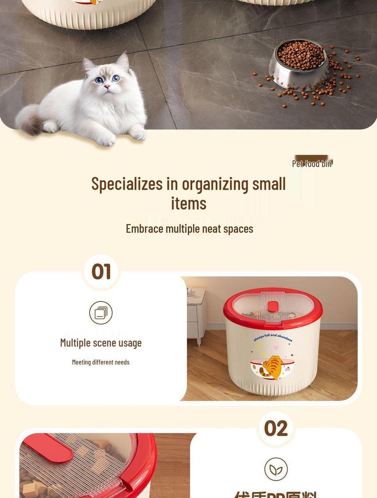 Moisture-Proof Cat & Dog Food Storage Bucket - Food-Grade, Sealed Container for Grain, Rice & Pet Food.