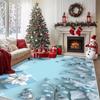Christmas Pattern Large Area Blue Carpet Living Room Anti-slip Soft Bedroom Bedside Decoration Winter Rug Entrance Door Mat