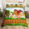 Cartoon Animal Duvet Cover Set, Farm Animal Comforter Cover, Rustic Farmhouse Bedding Set Twin Queen For Kids Boys Girls Adults