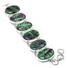 Natural Ruby Zosite Gemstone Handmade 925 Sterling Silver Bracelet 7-8" N5d25