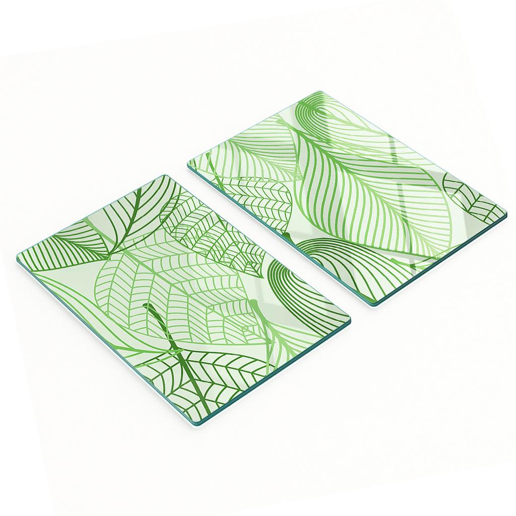Decorative Glass Snack Serving Boards Leaf Pattern 2x40x52 cm