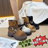 Модные универсальные ботинки Мартин в британском стиле женские 2025 осень и зима новая износостойкая большая голова короткие ботинки на толстой подошве ретро рабочие