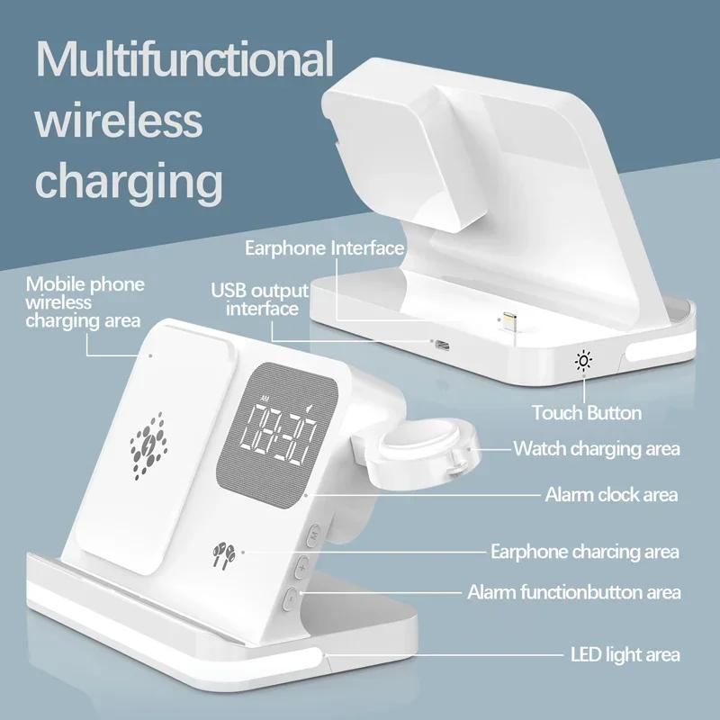 Беспроводная зарядная док-станция 6 в 1 для iPhone Samsung S23 S22 Ultra Note Fold Galaxy Watch 5 4 Active Buds с быстрой зарядкой