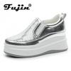 Fujin 7.5cm Synthetic Microfiber Women Shoes Casual High Brand Spring Autumn Platform Wedge Sneaker Breathable Vulcanize Leather
