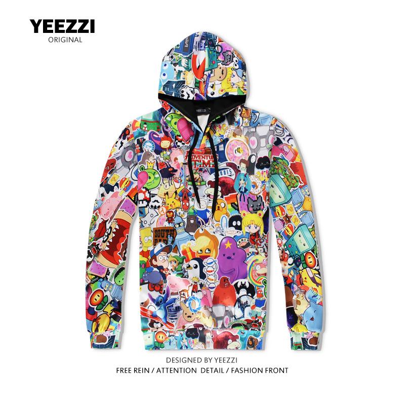 Качественная милая худи с аниме-принтом: Повседневная, Свободного кроя, Универсальная, Свитшот в американском стиле