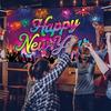Cartoon Photo Background Banner Festive Happy New Year Decorations  Bar Decoration