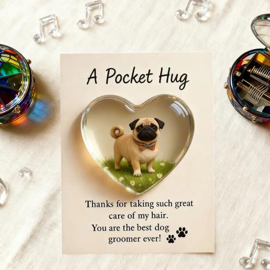 Карманные обнимашки для грумеров с поздравительной открыткой Акриловое сердце Карманные обнимашки для грумеров