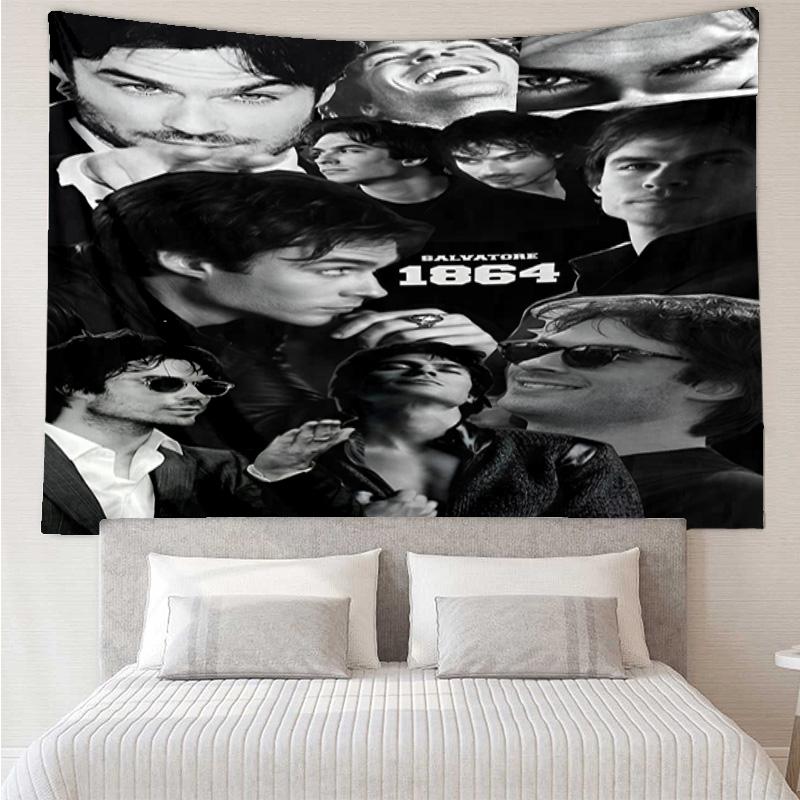 Two Men In Suits Damon Tapestry, Unique Design Tapestry, Wall Decor for Bedroom,Livingroom, Playroom,Heartwarming Fan Holiday Gifts