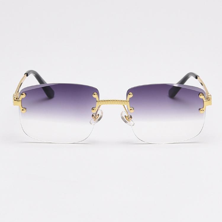 Rectangular Sun Glasses 90s Classic Fashion Summer Street Shot Decoration Luxury Metal square Frameless Sunglasses