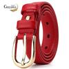 CROCODILE Zodiac Year Belt, Fashionable Genuine Leather Women's Pin Buckle Belt, Birthday Gift, 1430 Red, for Girlfriend