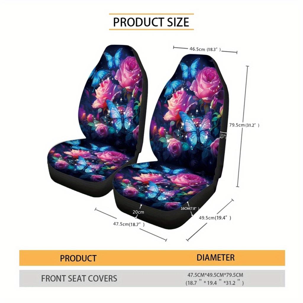 2 шт. Чехлы на сиденья автомобиля с бабочками и розами, Универсальные чехлы на сиденья только для передних сидений, Автомобильная подушка-сиденье-ковш