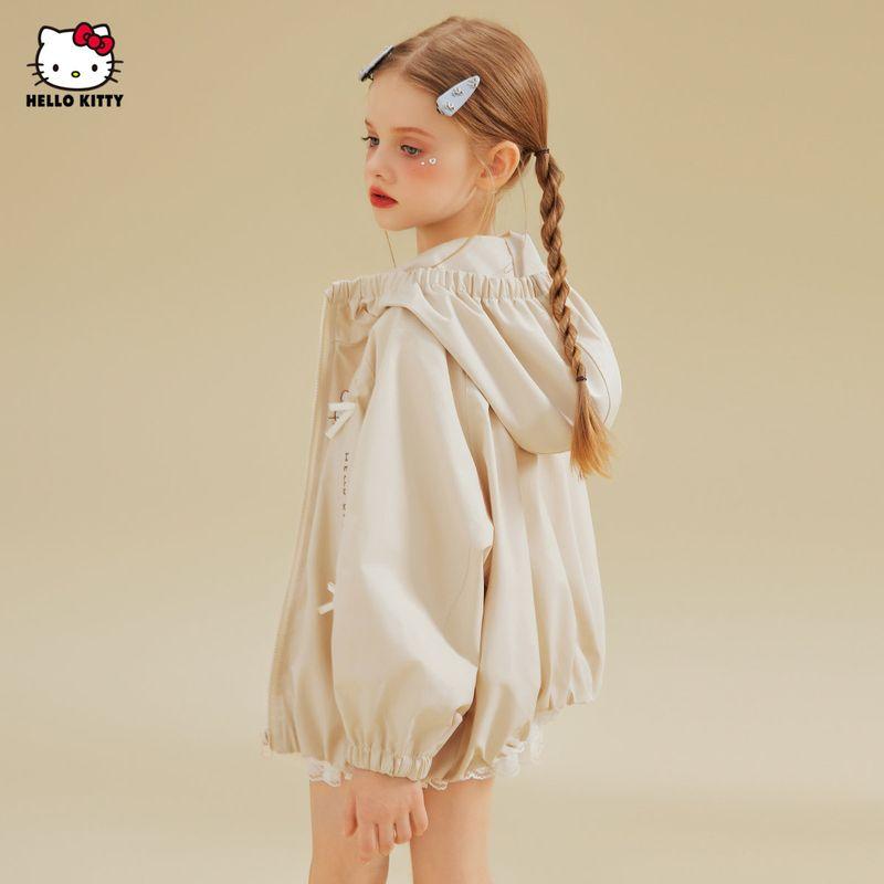 Hello Kitty Girls' Spring Jacket 2025 New Cartoon Children's Spring Top Off-White Girls' Clothing