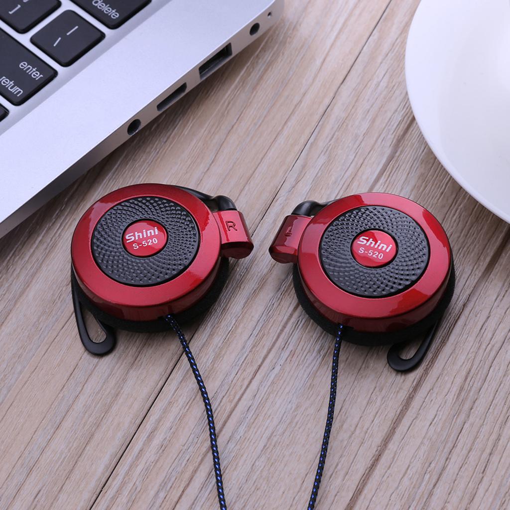 SHINI S520 3.5mm Wired Headset Ear Hook Headsets Stereo Game Sports Headphone with Mic for Phone