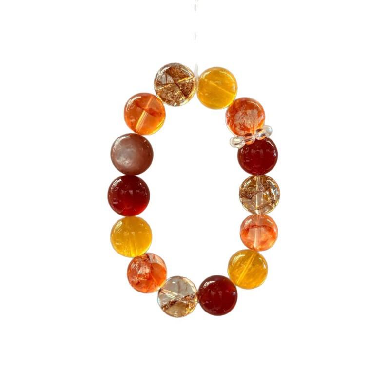 Red Crystal Beaded Bracelet Natural Agate Quartz Women Fair Skin Tone Fashion Jewelry