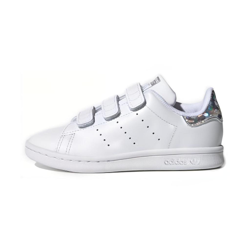 adidas Оригинальные кроссовки Stan Smith Velcro Casual Low-Top для детей Детские кроссовки Белый Серебристый EE8484